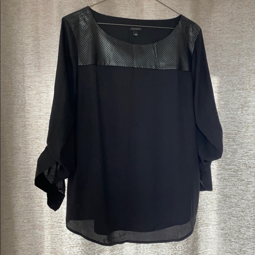 Black faux leather blouse